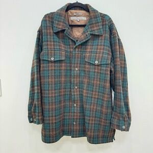 Le Collezioni Structure Mens Wool Plaid Coat Jacket imported Italian fabric Sz M